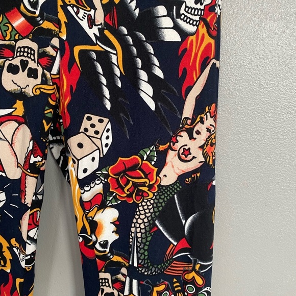 NWOT Dolls Kill Bear Dance Tattoo Flare Pants - Picture 2 of 4